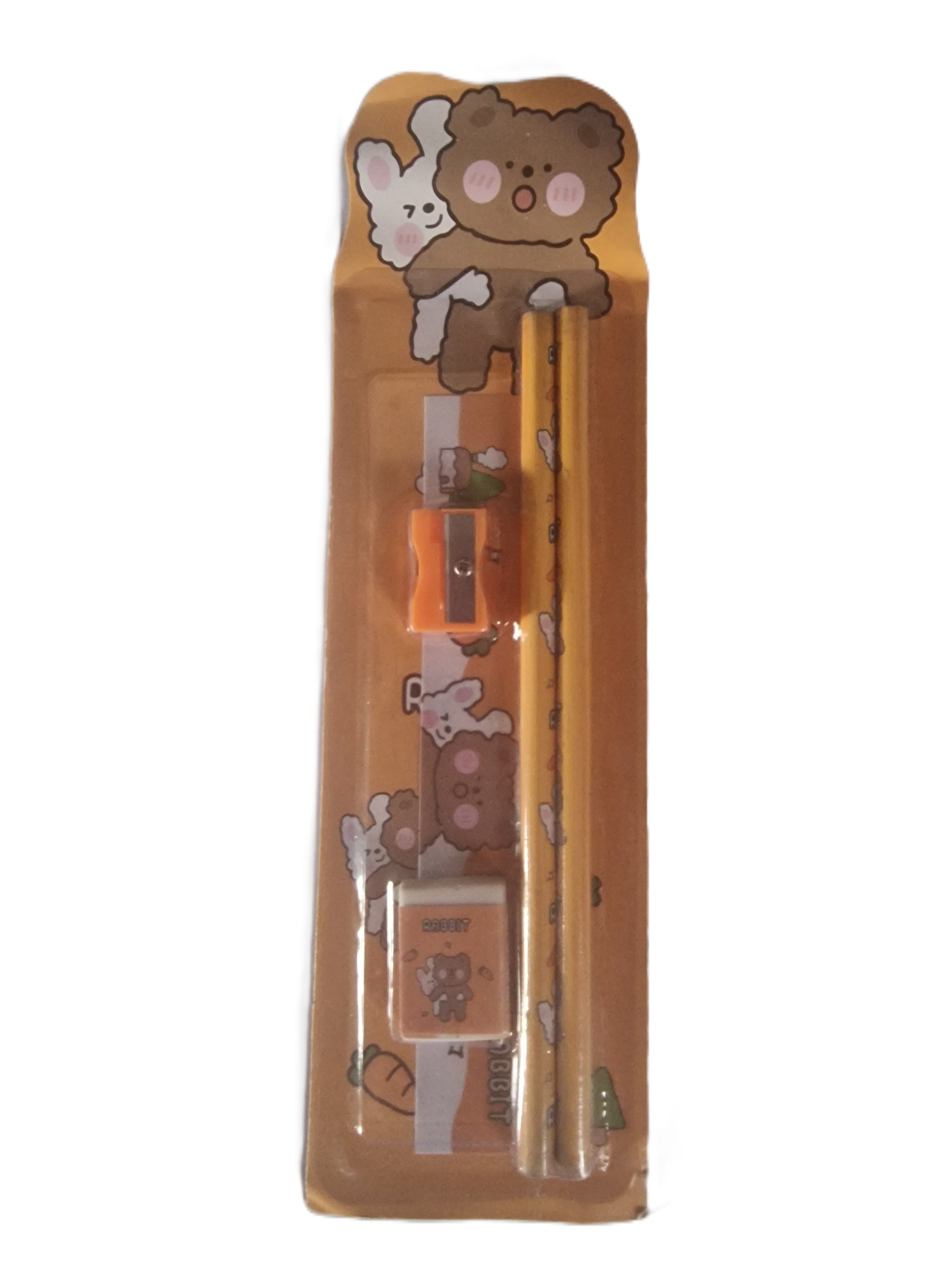 School Pencil Five Piece Set, Bunny Bear