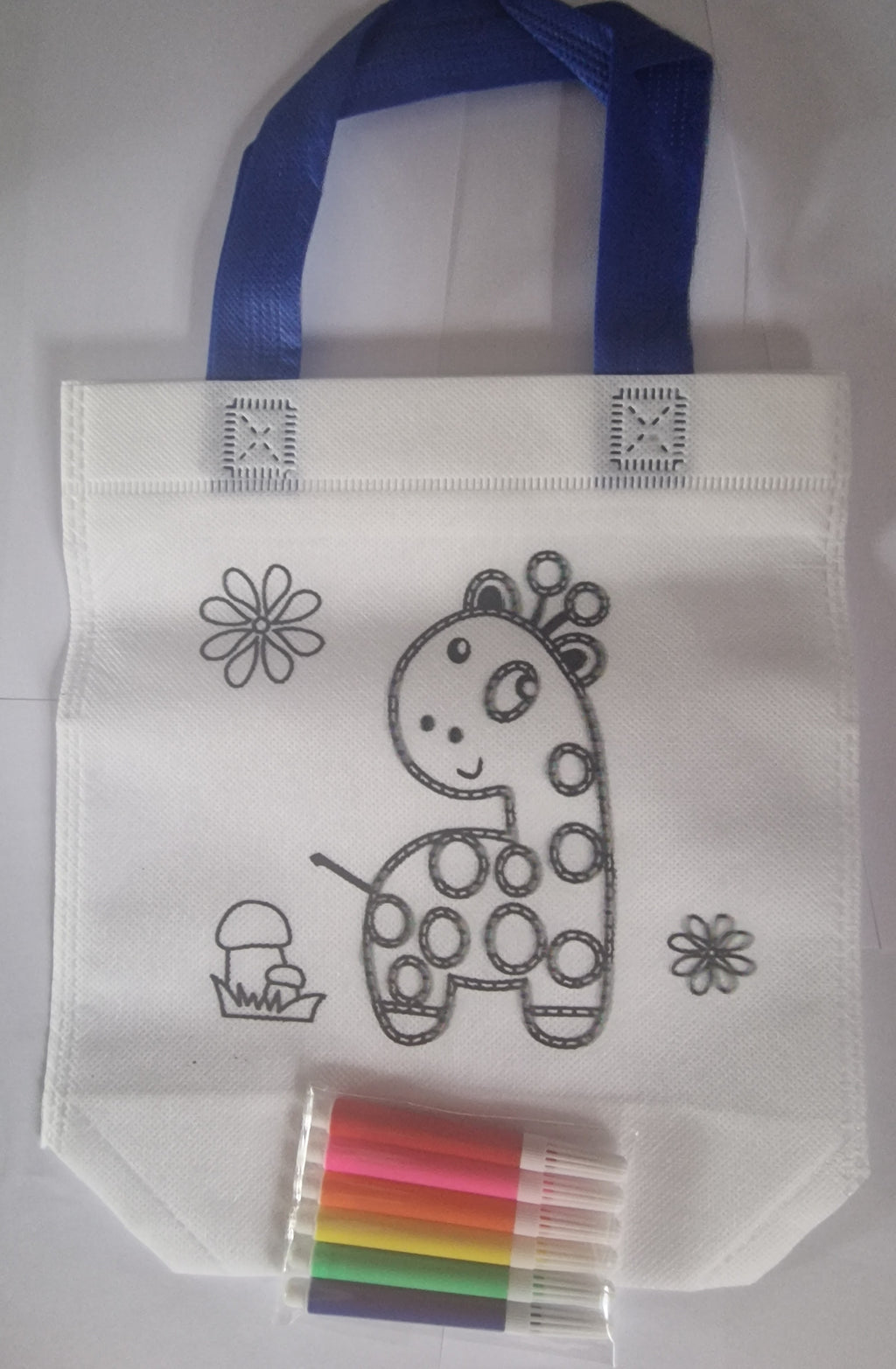 Colorful Pen Doodle Canvas Tote Bags AnimaL Cartoon