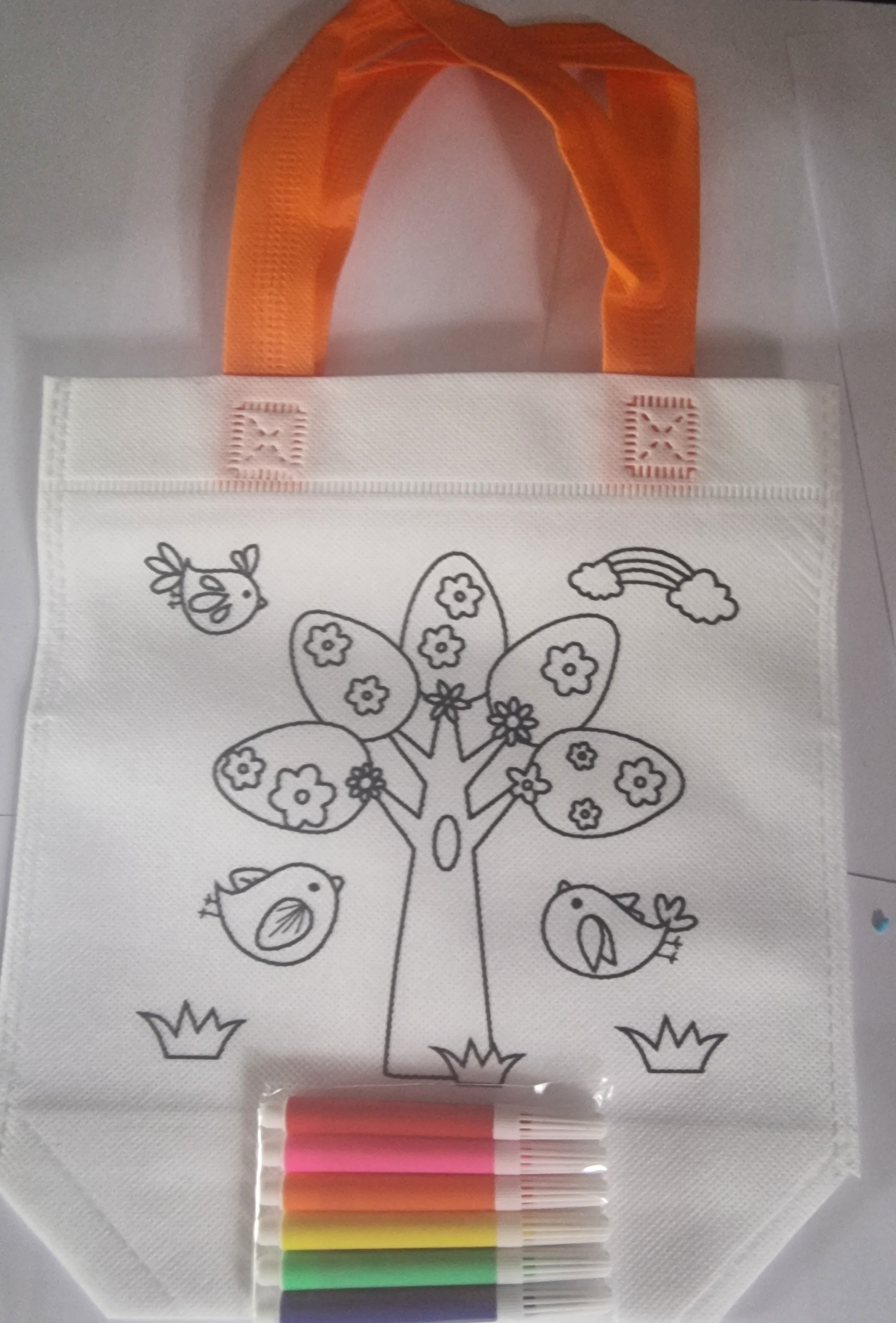 Colorful Pen Doodle Canvas Tote Bags AnimaL Cartoon