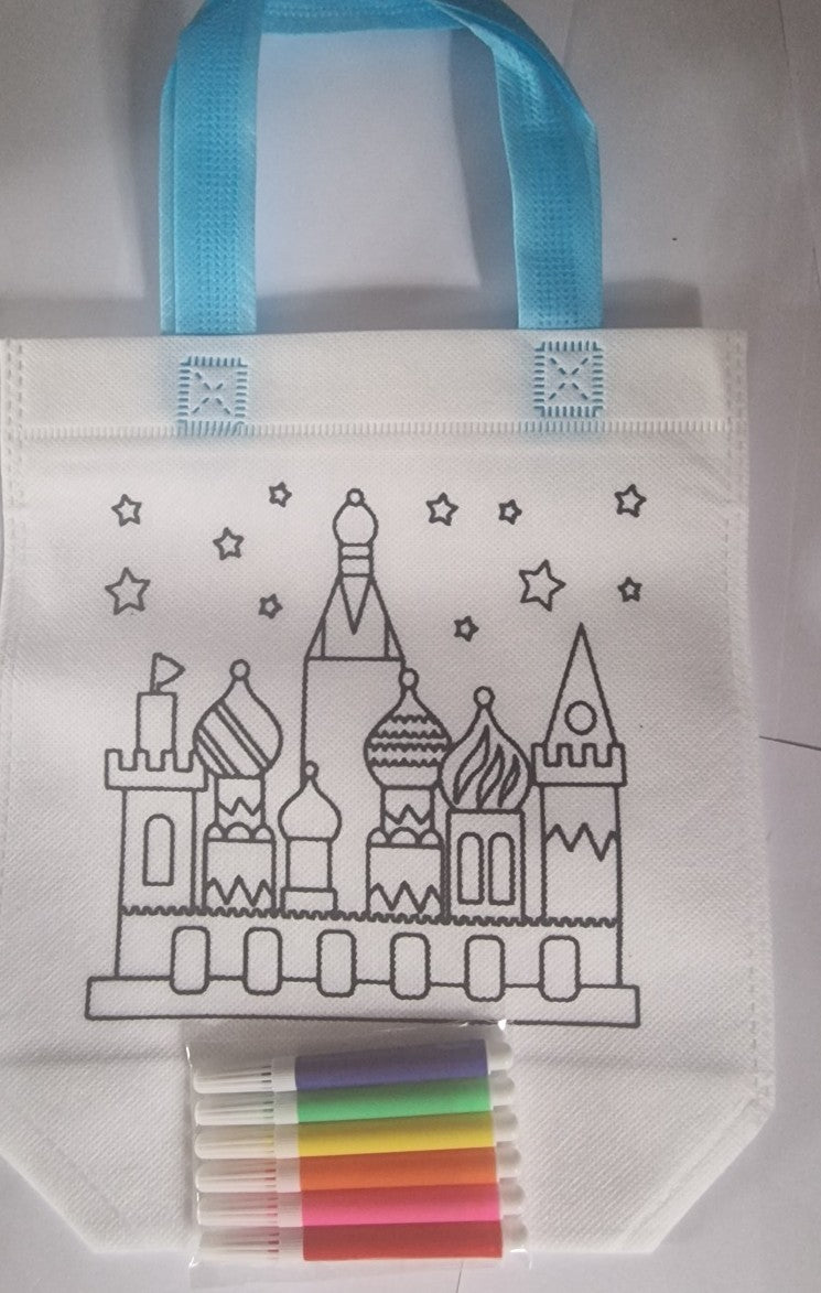 Colorful Pen Doodle Canvas Tote Bags AnimaL Cartoon