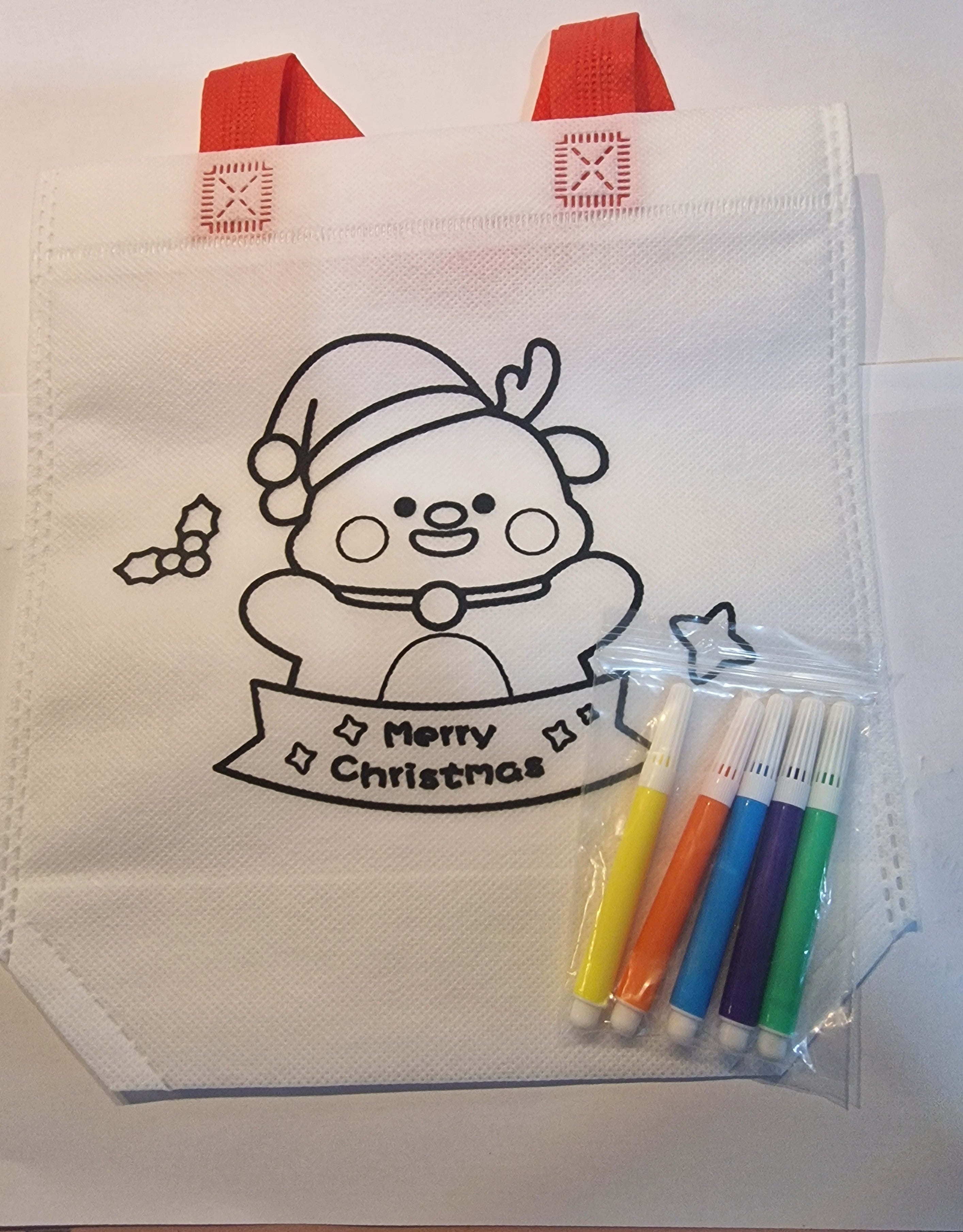 1pc Christmas Design Tote Bags with felt tips