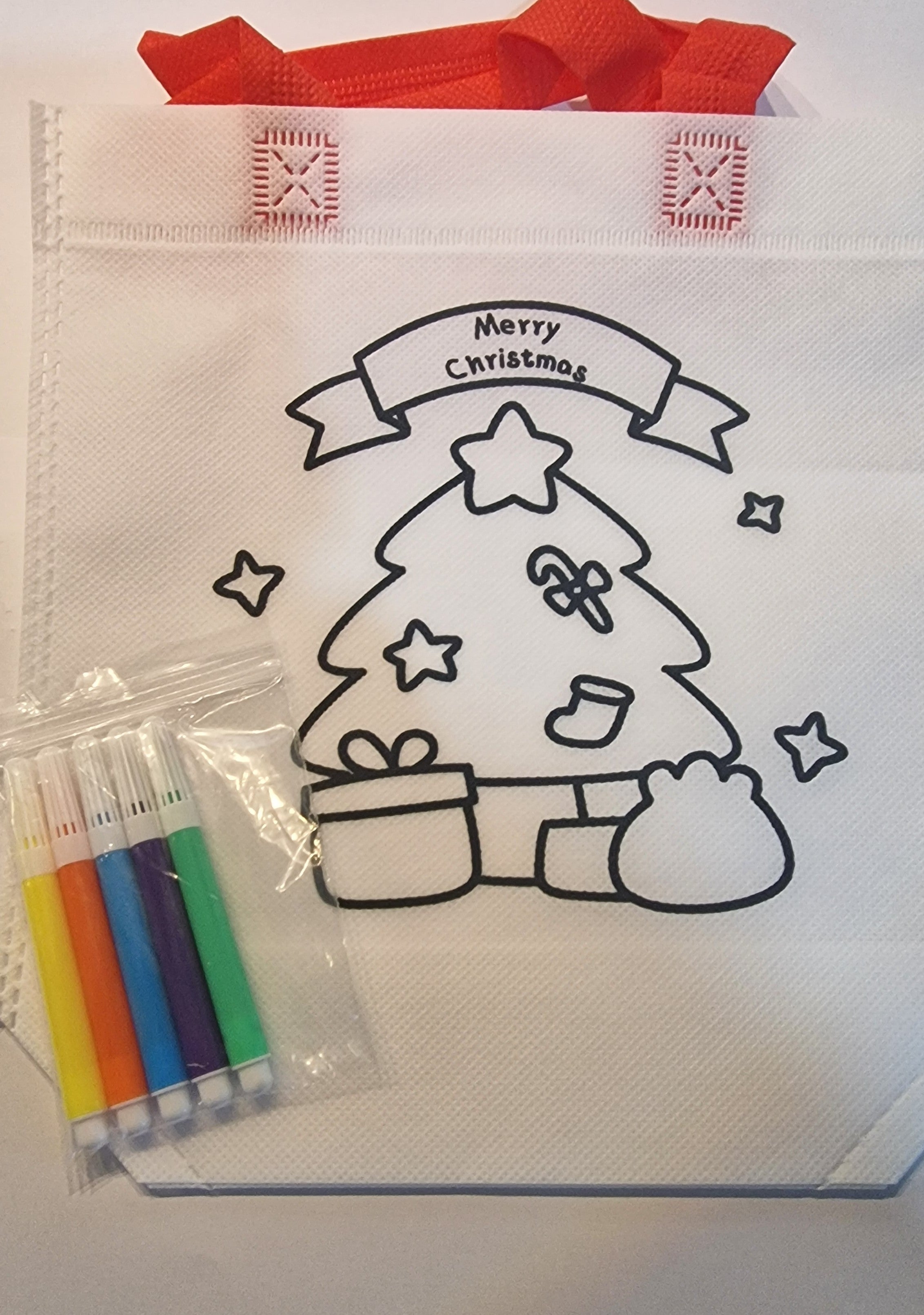 1pc Christmas Design Tote Bags with felt tips