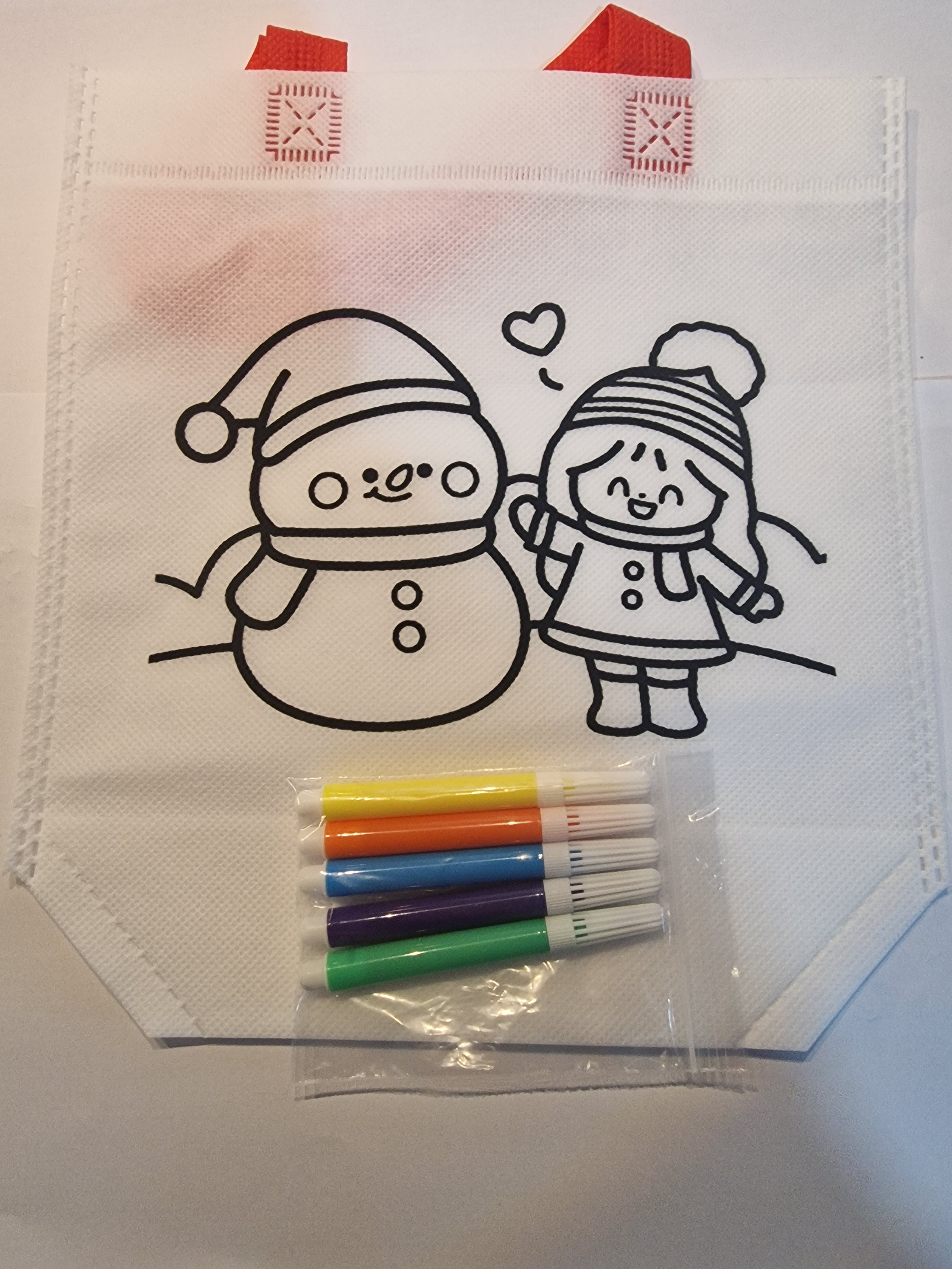 1pc Christmas Design Tote Bags with felt tips