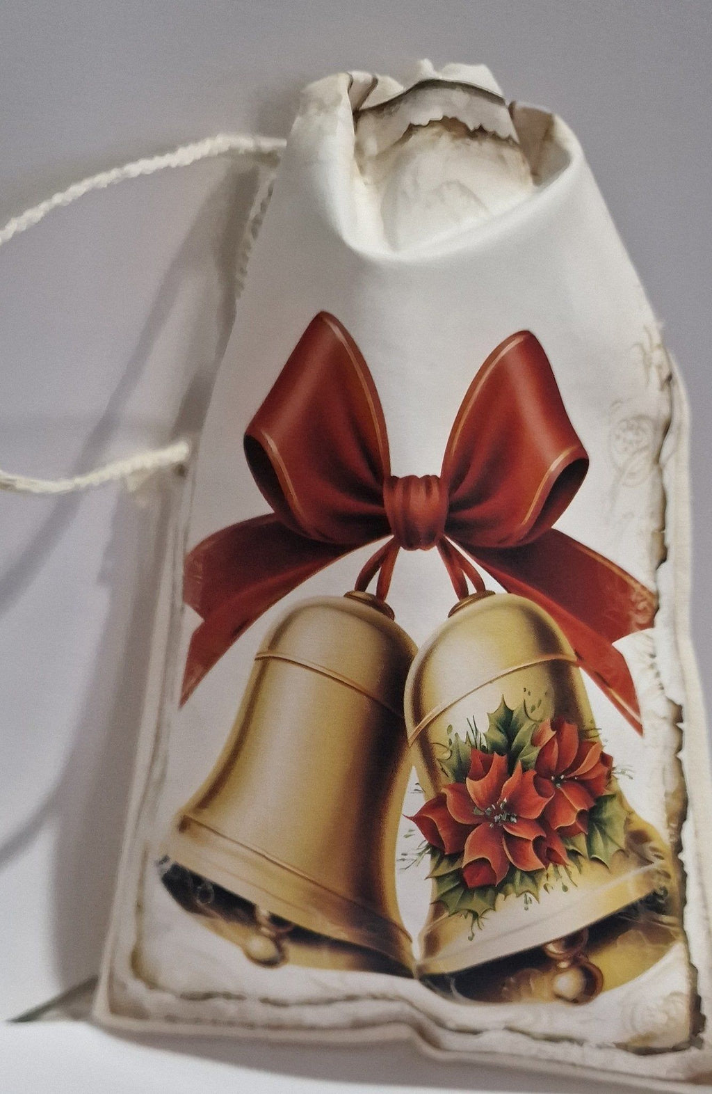 1 Christmas Drawstring Gift Bag,10*15cm Bells - NB Store