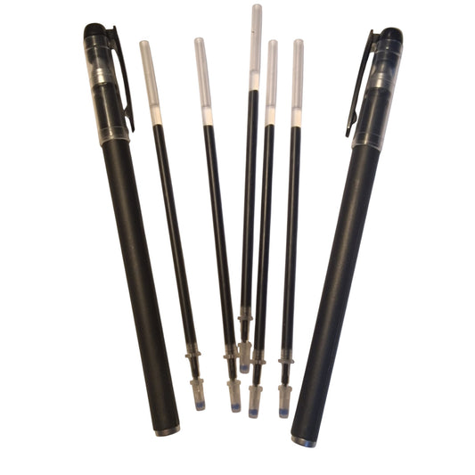 2PC Fine Tip Black Pens & 5 Refills