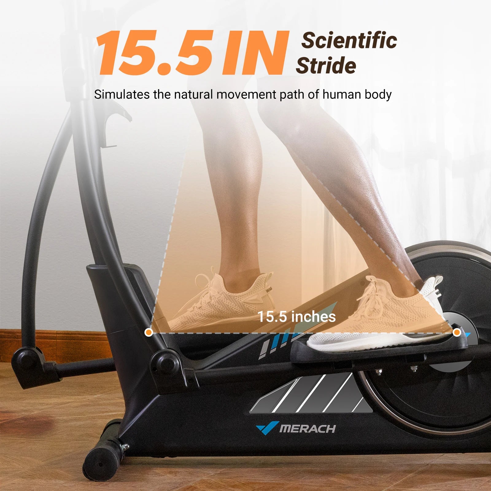 MERACH Elliptical Machine - Ultra-Quiet Magnetic Resistance with 16 Levels & App