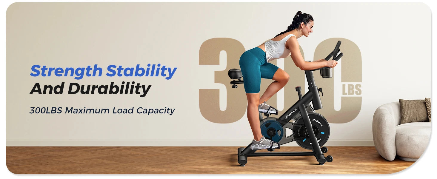 MERACH Exercise Bike - Brake Pad Stationary Bike with Tablet Mount & 270lbs Capacity