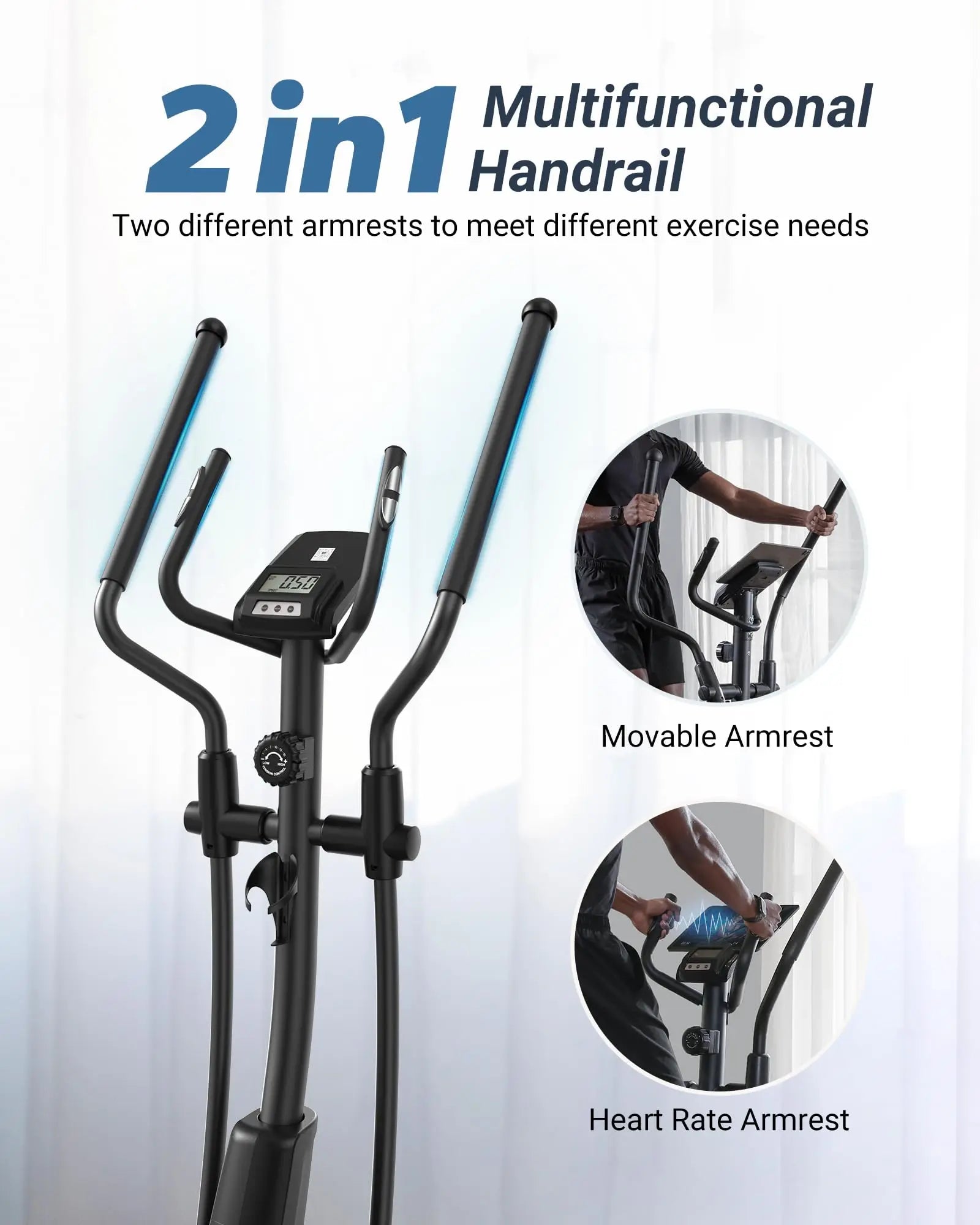 MERACH Elliptical Machine - Ultra-Quiet Magnetic Resistance with 16 Levels & App