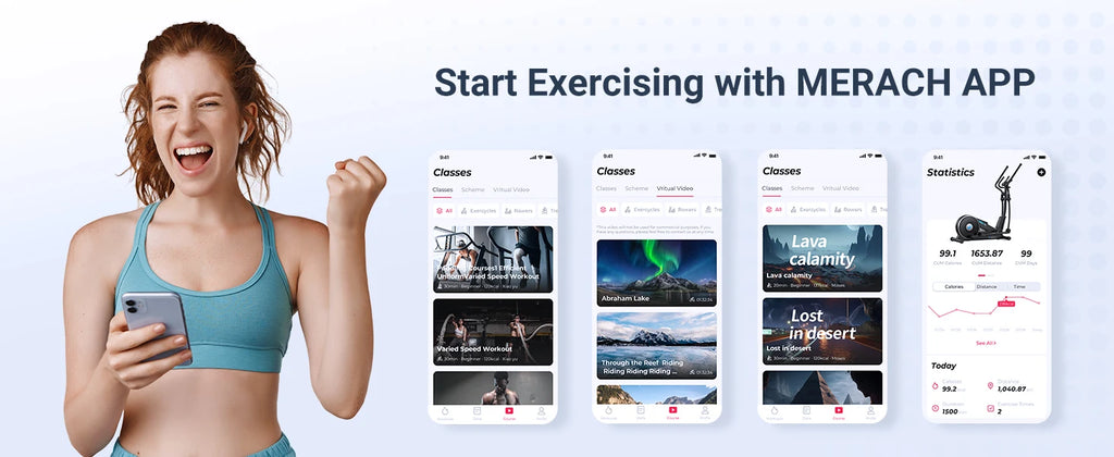 MERACH Elliptical Machine - Ultra-Quiet Magnetic Resistance with 16 Levels & App