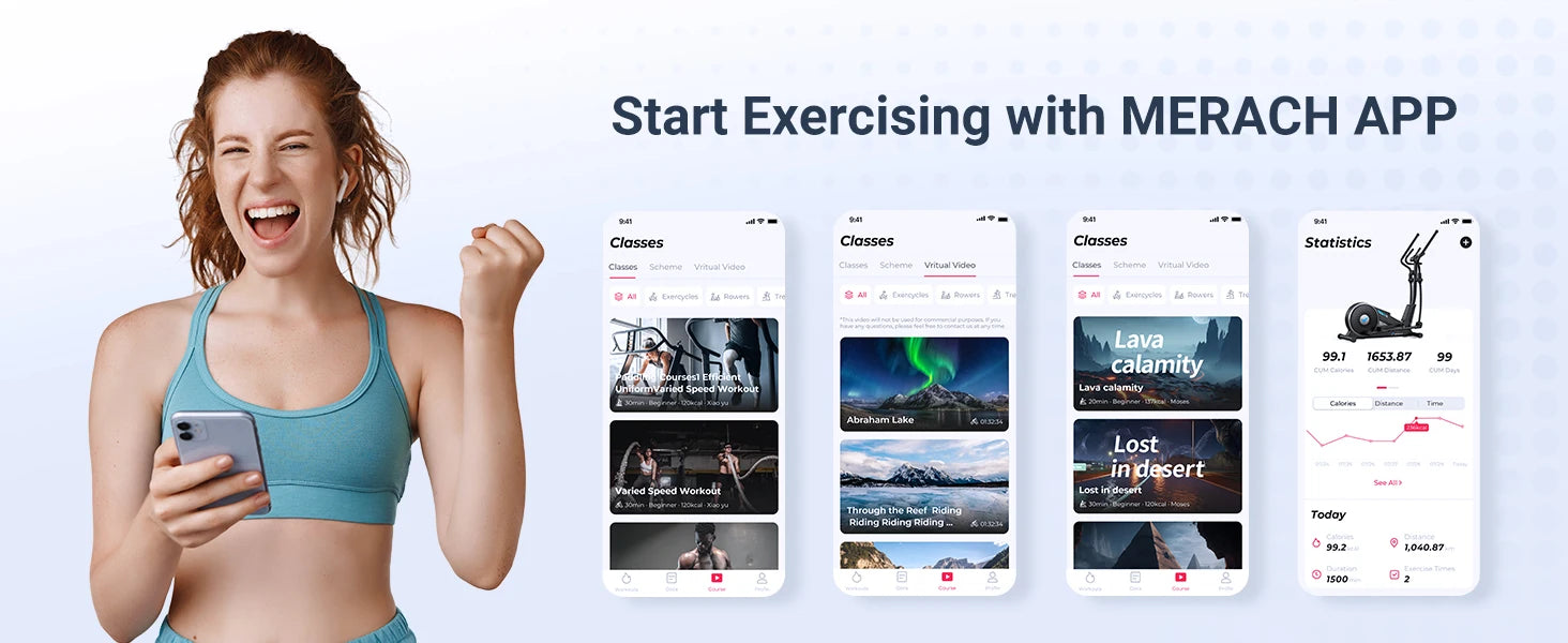 MERACH Elliptical Machine - Ultra-Quiet Magnetic Resistance with 16 Levels & App
