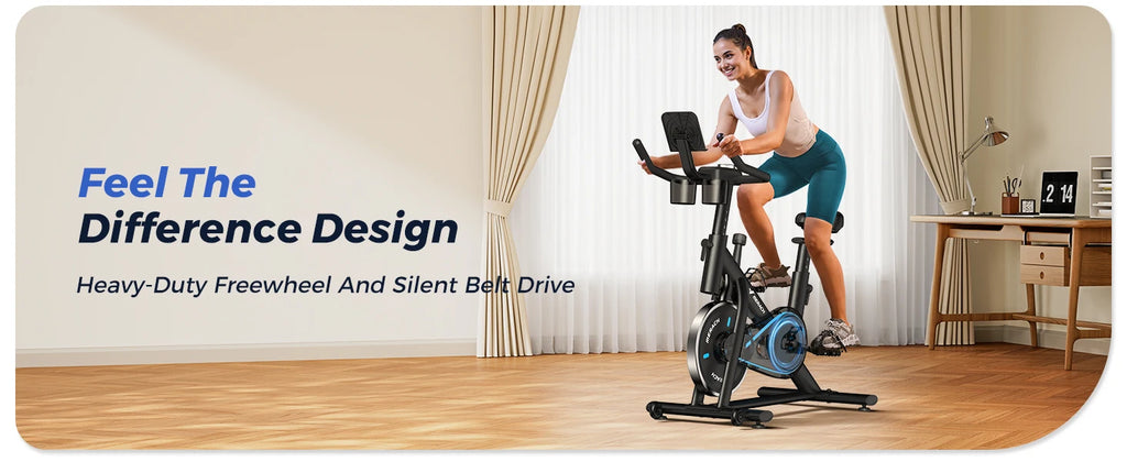 MERACH Exercise Bike - Brake Pad Stationary Bike with Tablet Mount & 270lbs Capacity