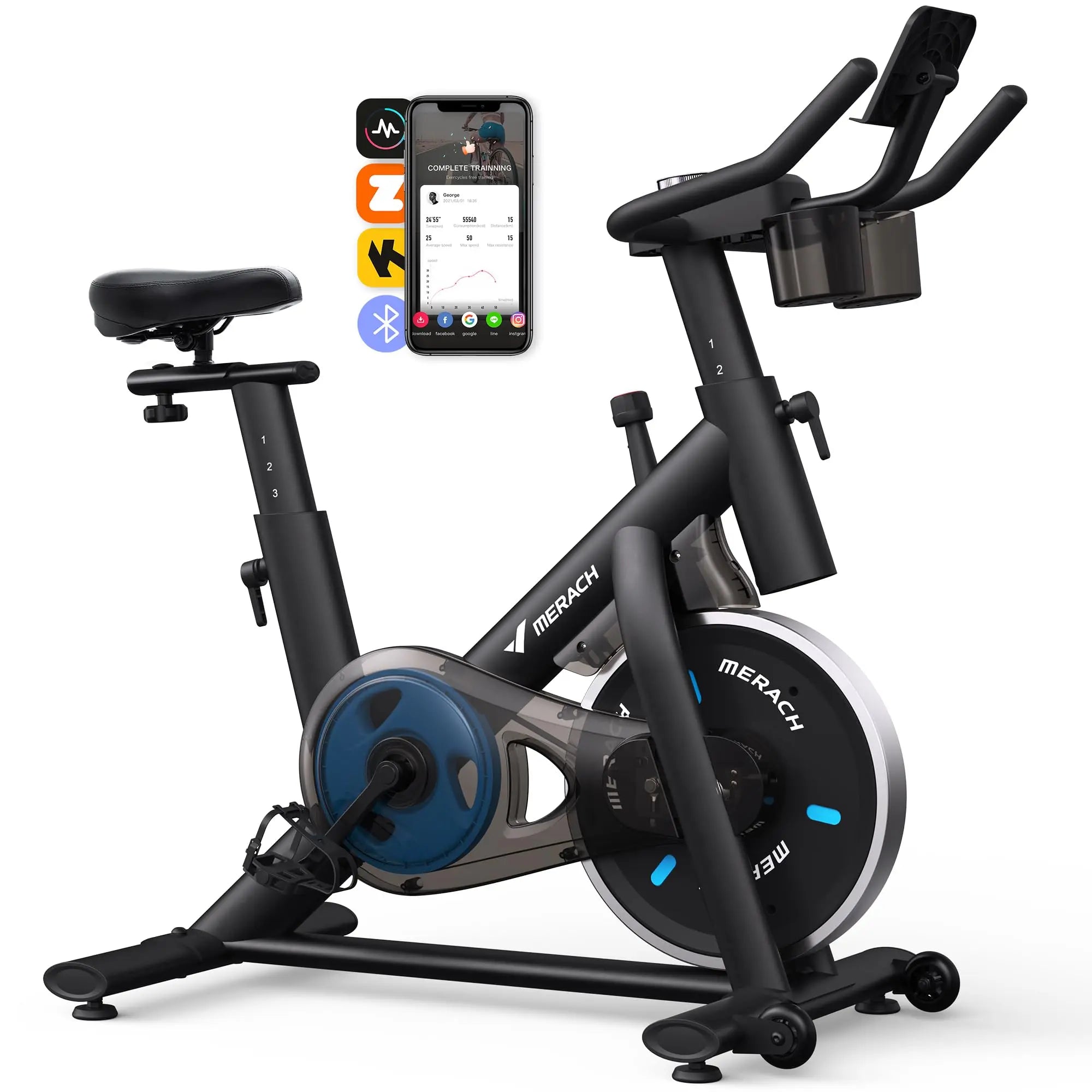 MERACH Exercise Bike - Brake Pad Stationary Bike with Tablet Mount & 270lbs Capacity