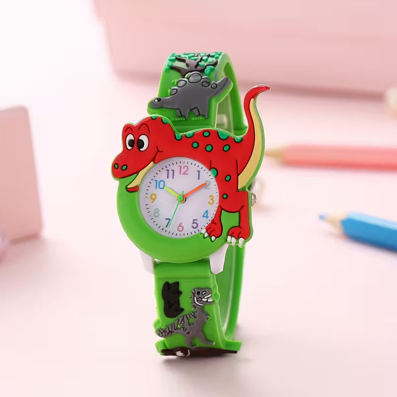 Cute Cartoon T-Rex Silicone Watch for Kids - Green - Cartoon Watch