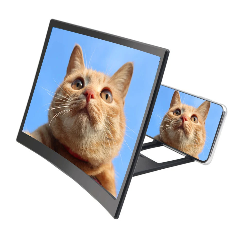 12 Inch Large Screen Amplifier 3D Mobile Phone Screen Video Magnifier Curved Enlarged Movie Amplifying Projector Stand Bracket