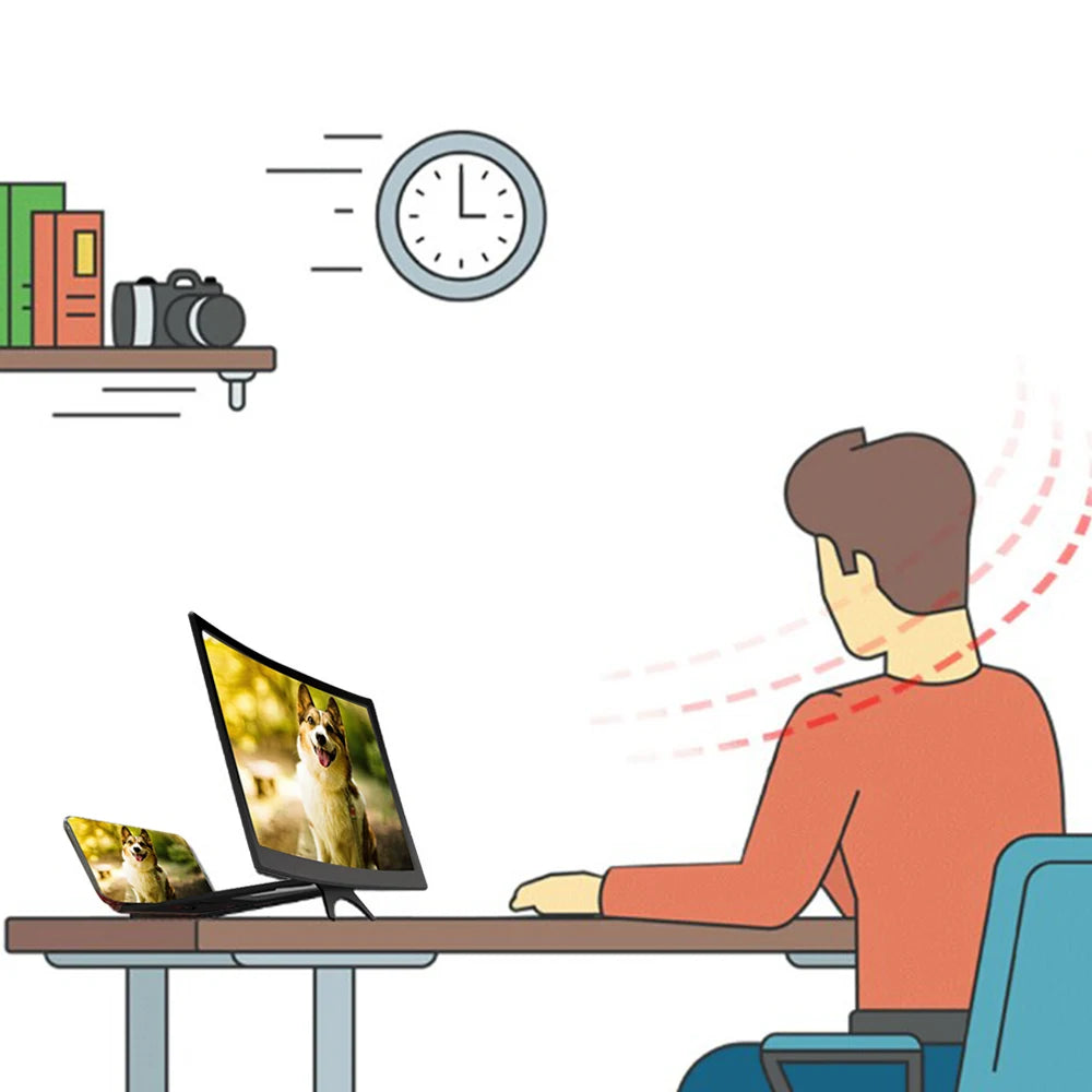 12 Inch Large Screen Amplifier 3D Mobile Phone Screen Video Magnifier Curved Enlarged Movie Amplifying Projector Stand Bracket