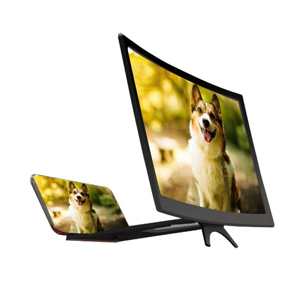 12 Inch Large Screen Amplifier 3D Mobile Phone Screen Video Magnifier Curved Enlarged Movie Amplifying Projector Stand Bracket