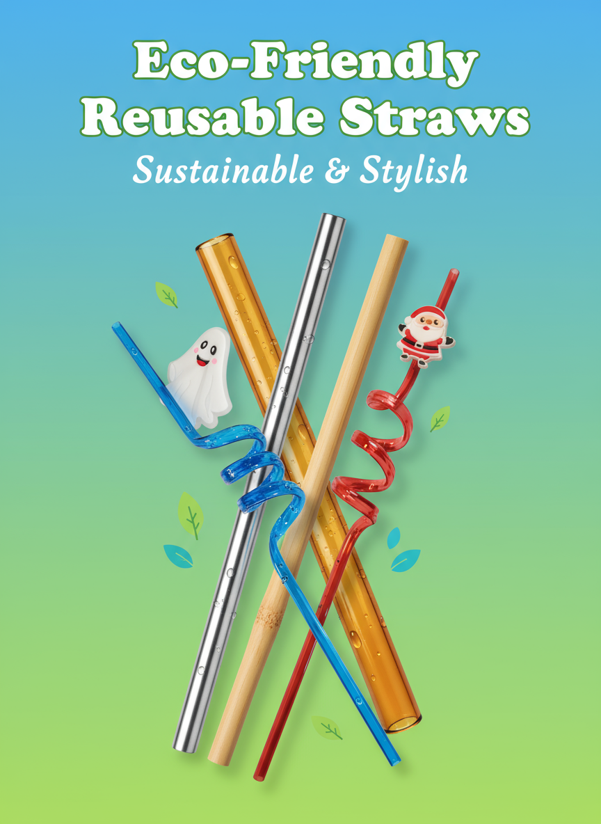 Eco-Friendly Reusable Straws Promotional Banner