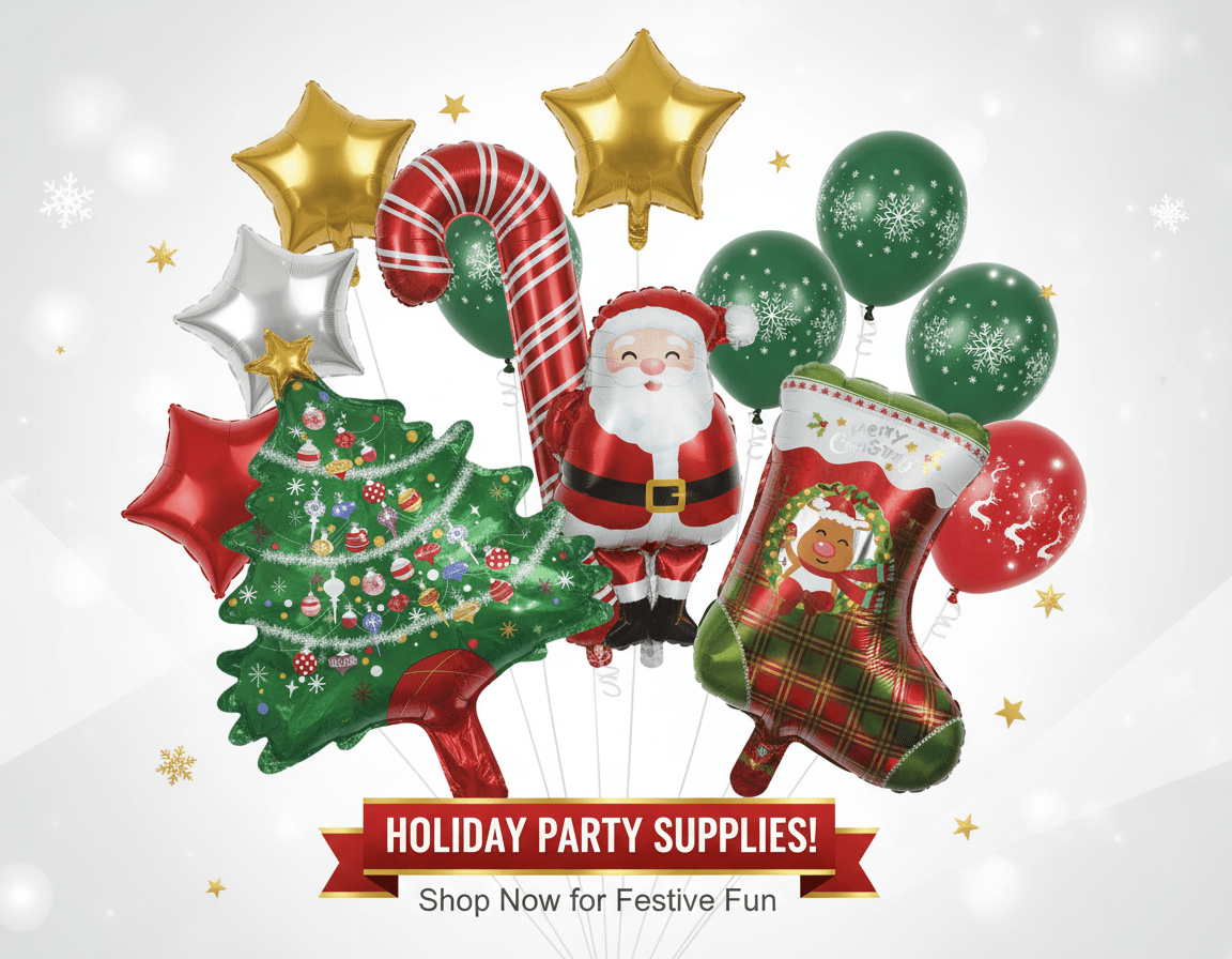 1pc Assorted Helium Christmas Balloons - Festive Party Pack Santa - NB Store