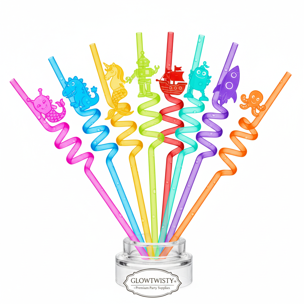 Reusable Glow in the Dark Straws - Character Twirl