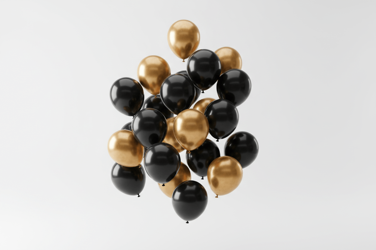 13pc Black/Gold balloons - NB Store