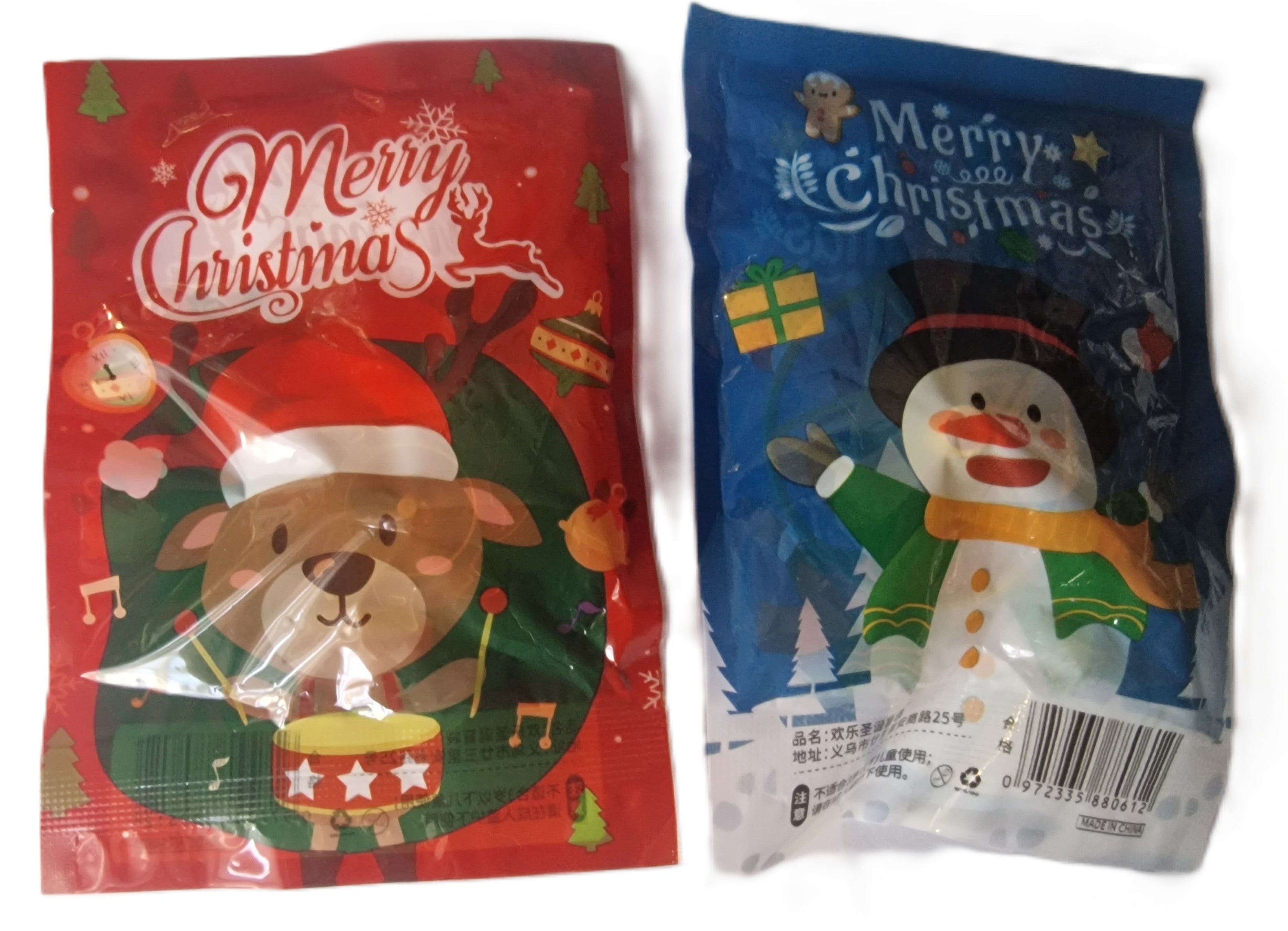 2 pks Christmas Surprise Gift Bags with Santa, Snowmen, Presents