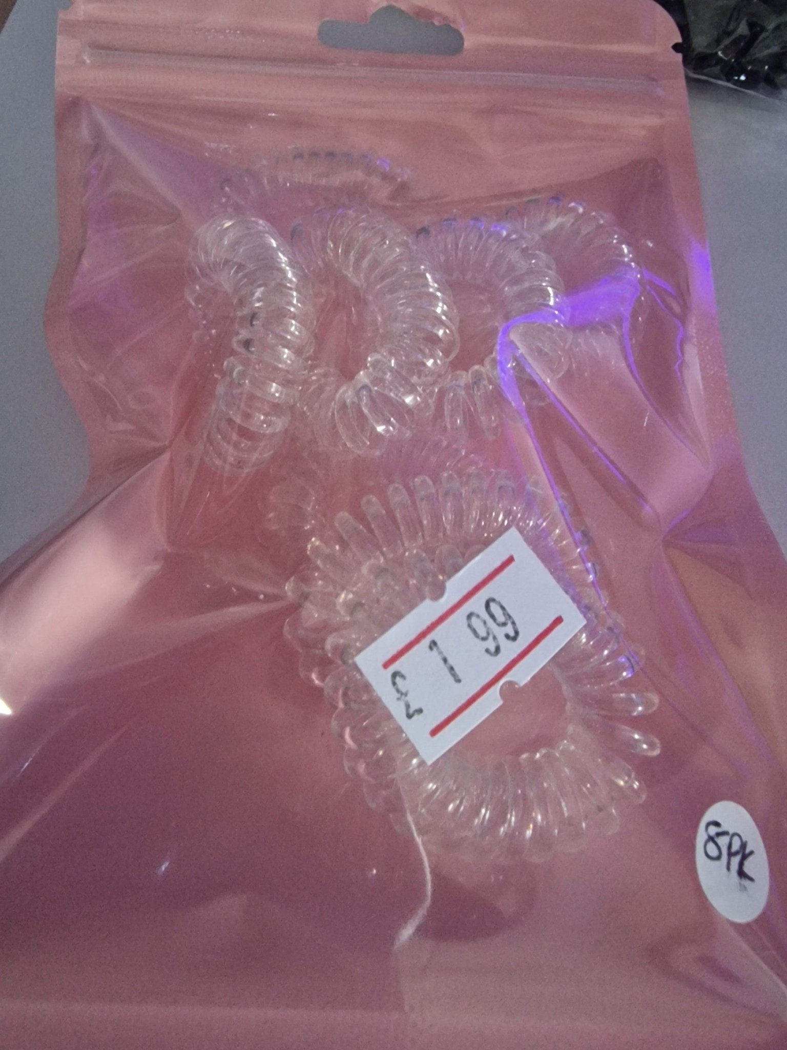 Clear Spiral Hair Rings 8pc Transparent 2.3cm - NB Store