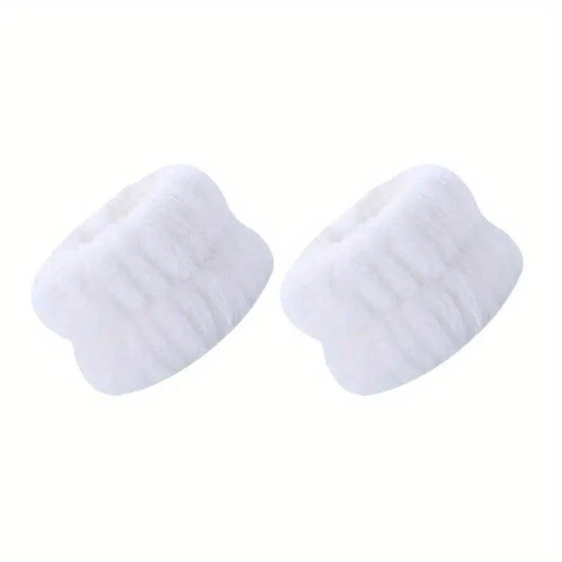 2 - Pack Spa Wrist Washbands - Soft Coral Fleece Face Washing Headbands White - NB Store